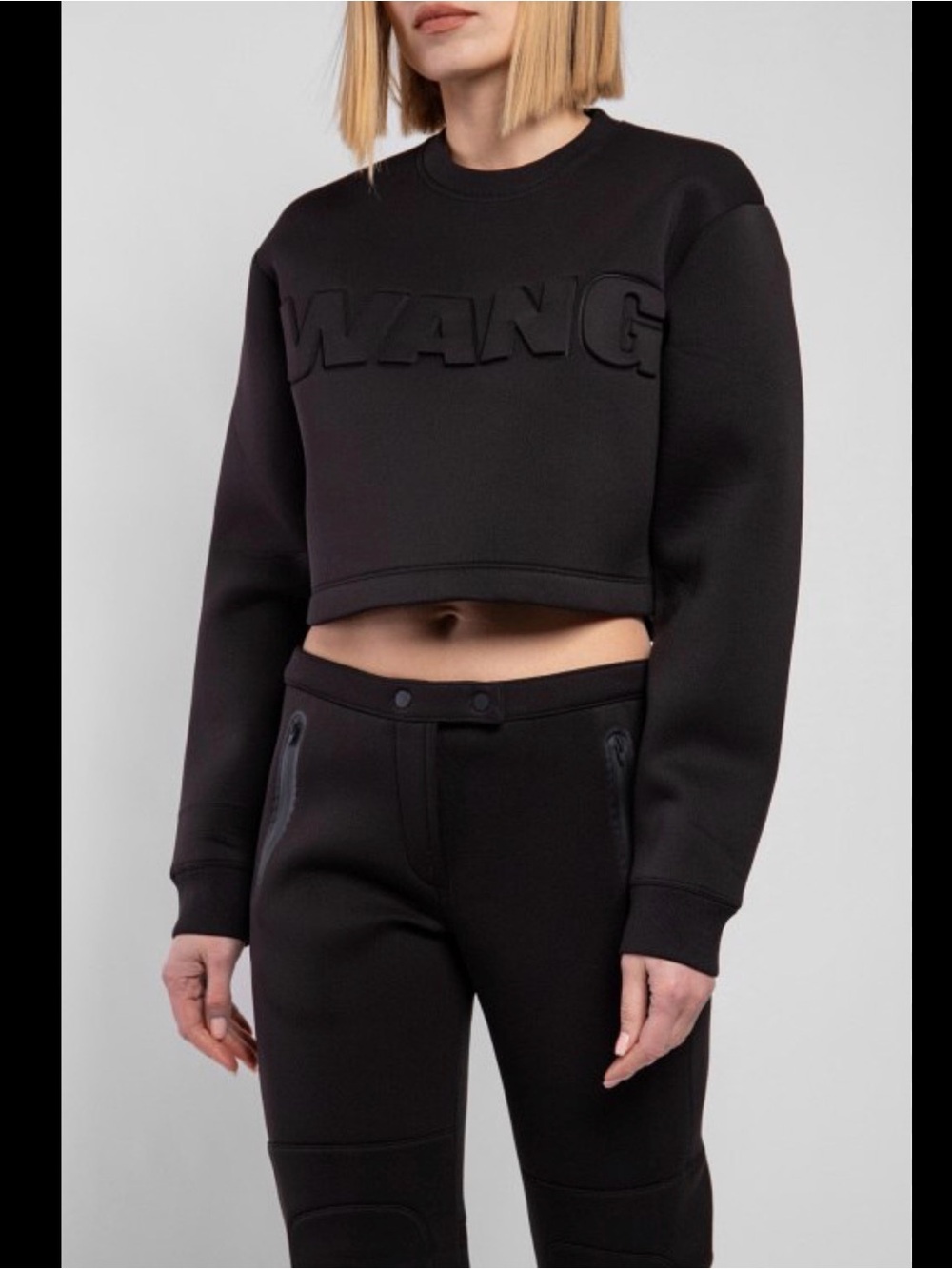 Alexander Wang Black Cropped Embossed Logo Sweatshirt (Limited Edition) - Picture 1 of 6